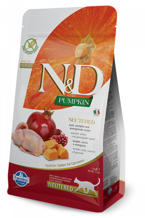 FARMINA N&D NATURAL & DELICIOUS Cat Grain Free Quail, Pumpkin & Pomegrante Neutered 5kg